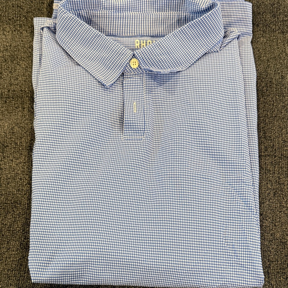 RHONE Light Blue Gingham Button Down Shirt